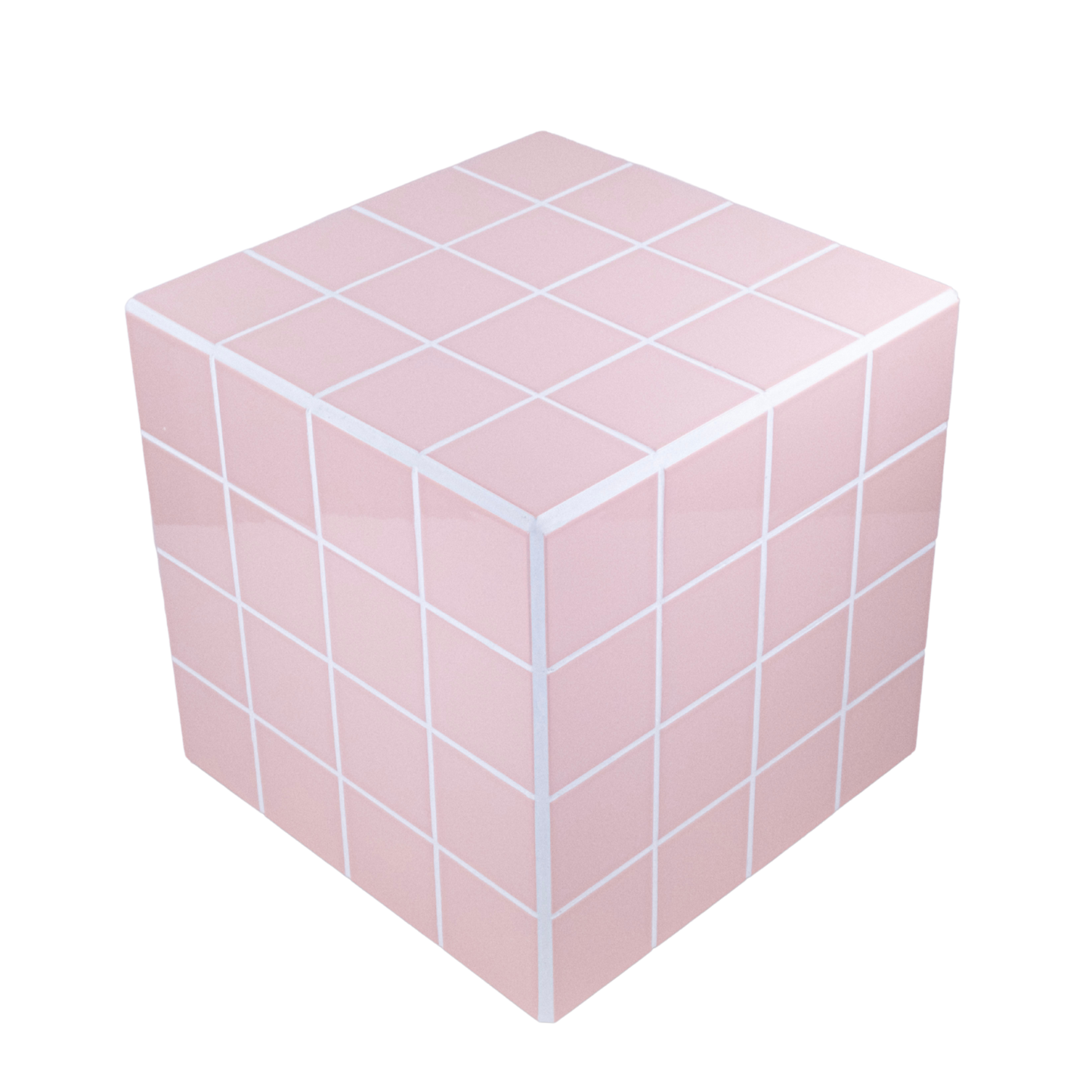 UBIK 40 - Cube céramique rose pâle brillant